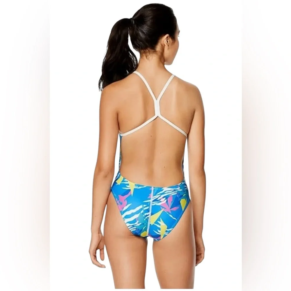 Speedo Palm Triangle Oneback Girls Swimsuit Size 6-6X NWT